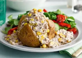 Tuna and Sweetcorn Jacket Potato Recipe - TheRecipe.Website