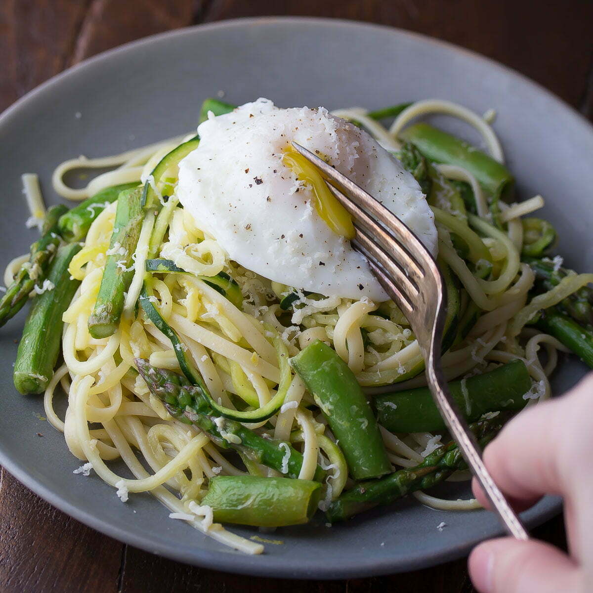 Pasta with Poached Egg and Asparagus - TheRecipe.Website