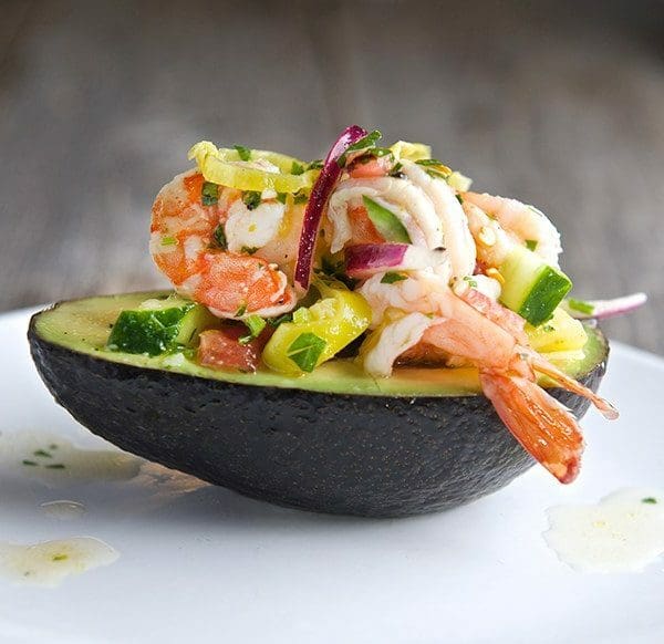 Avocado Stuffed with Shrimp Seviche - TheRecipe.Website