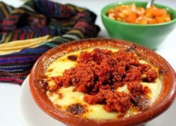 Melted Cheese with Chorizo - Queso Fundido Con Chorizo - TheRecipe.Website
