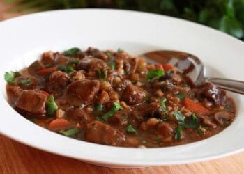 Beef, Barley, and Mushroom Casserole