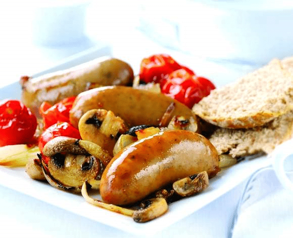 Sausages with Tomato Onion & Mushroom Relish - TheRecipe.Website