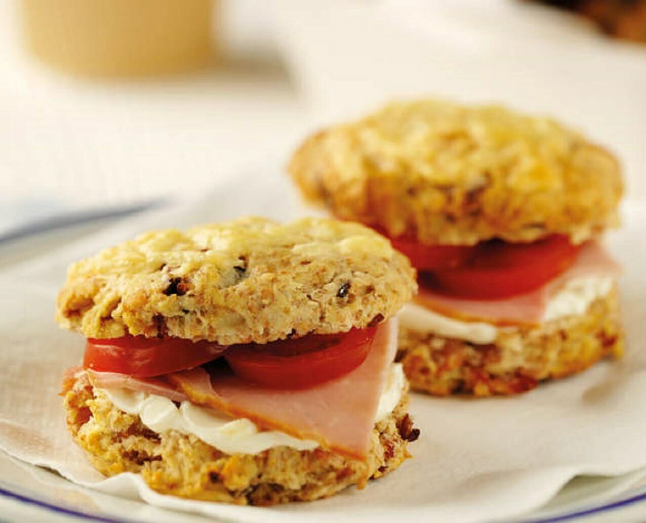 Breakfast Scones with Ham and Tomato
