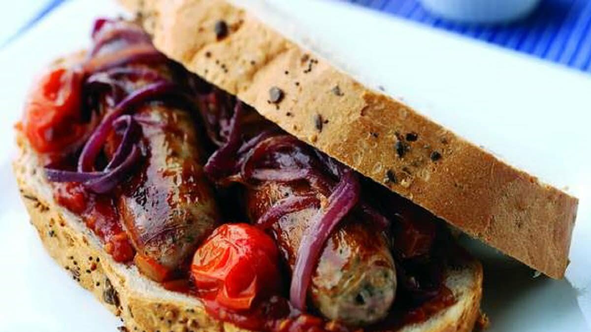 Sausage and Caramelised Onion Sandwich