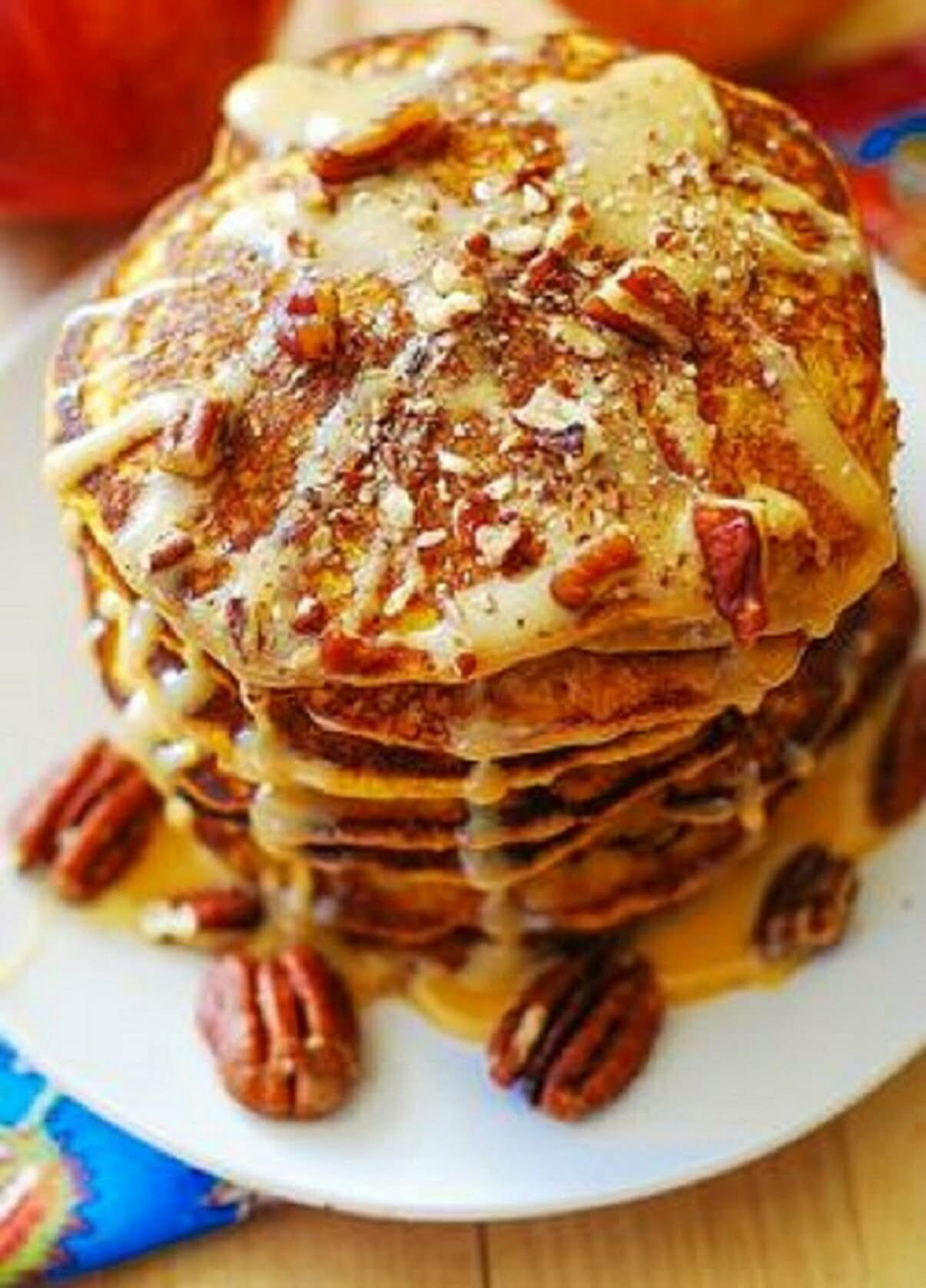 Apple Pecan Pancakes with Apple Spice Syrup