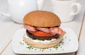 Mushroom, Tomato and Bacon Bap