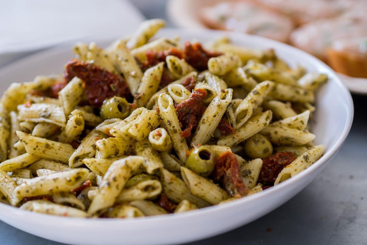 Olive Tomato and Pesto Pasta Recipe - TheRecipe.Website