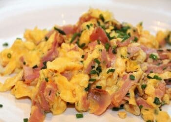 Ham and Cheese Scrambled Eggs Recipe - TheRecipe.Website