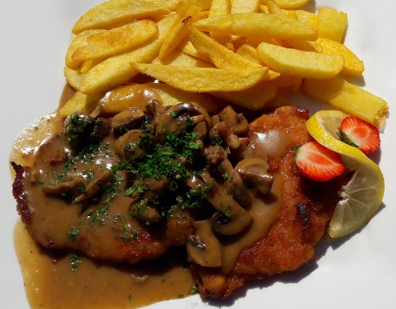 Chicken Schnitzel in a Mushroom Sauce Recipe - TheRecipe.Website