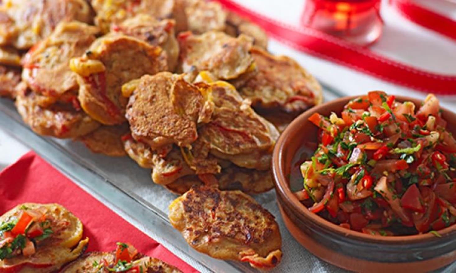 Sweet Pepper Pancakes with Tomato Relish Recipe - TheRecipe.Website