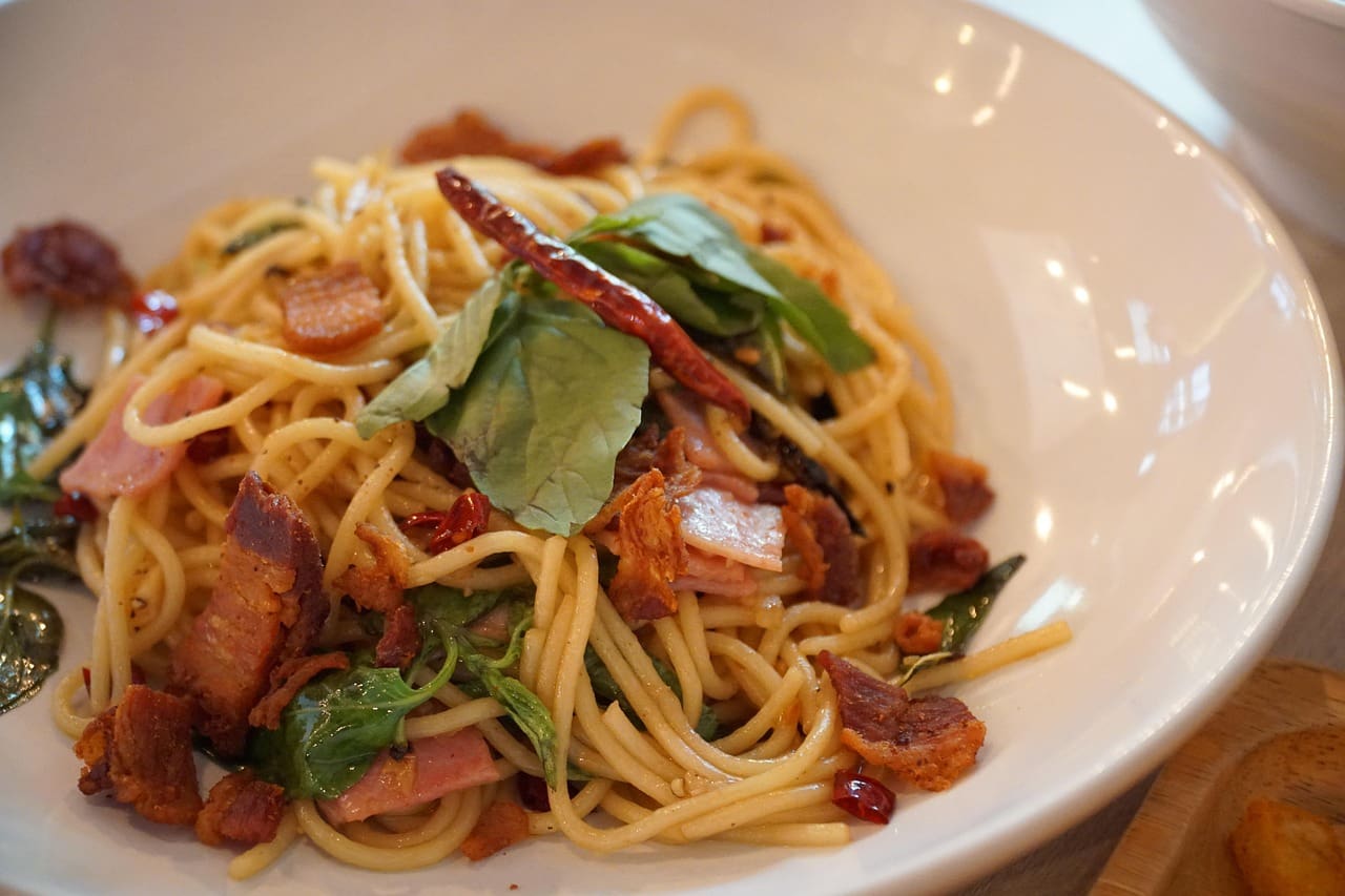 Spicy Bacon Spaghetti Recipe - TheRecipe.Website