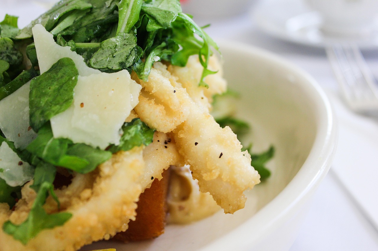 Crispy Calamari with Parmesan Salad Recipe - TheRecipe.Website