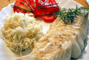 Baked Co with Fluffy Rice Recipe - TheRecipe.Website