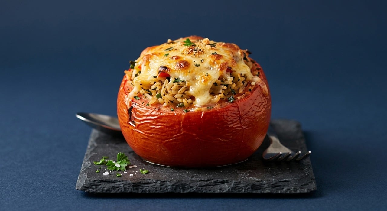 Cheesy Rice Stuffed Tomatoes Recipe - TheRecipe.Website